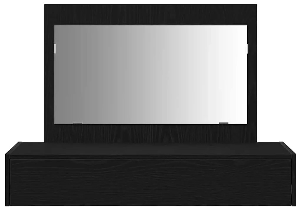 Mesa de Maquiagem de Parede em Carvalho Preto, 100x40x70 cm