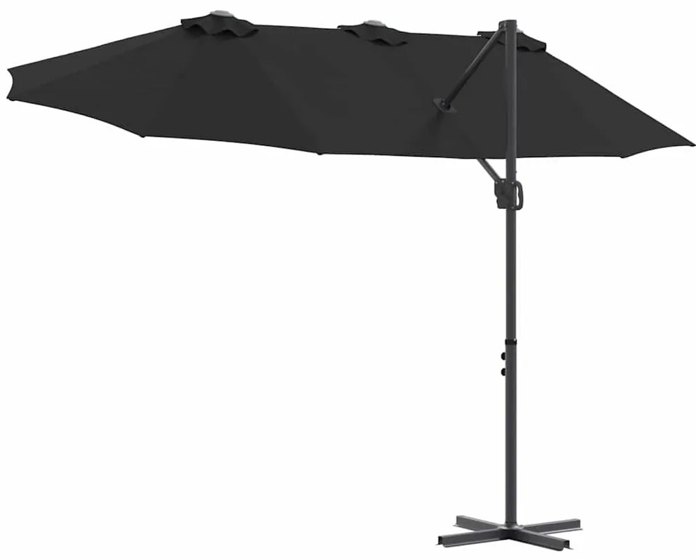 Guarda-sol cantilever de jardim com bloqueio Preto Largo