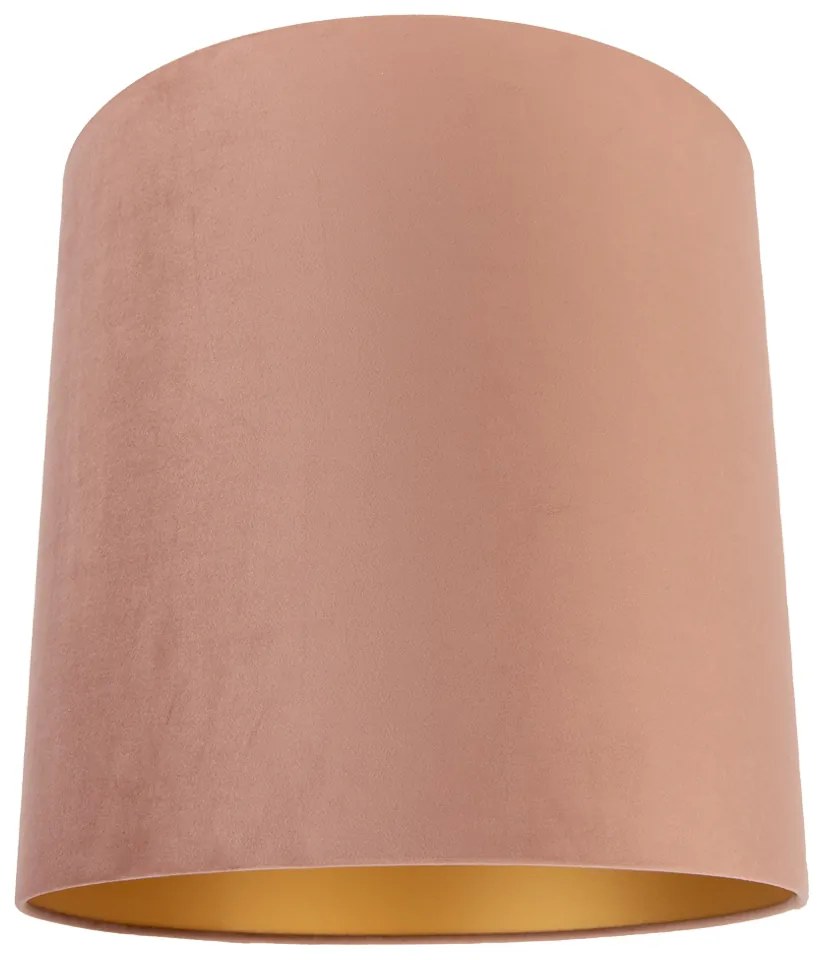 Abajur de Veludo Rosa 40/40/40 com Interior Dourado