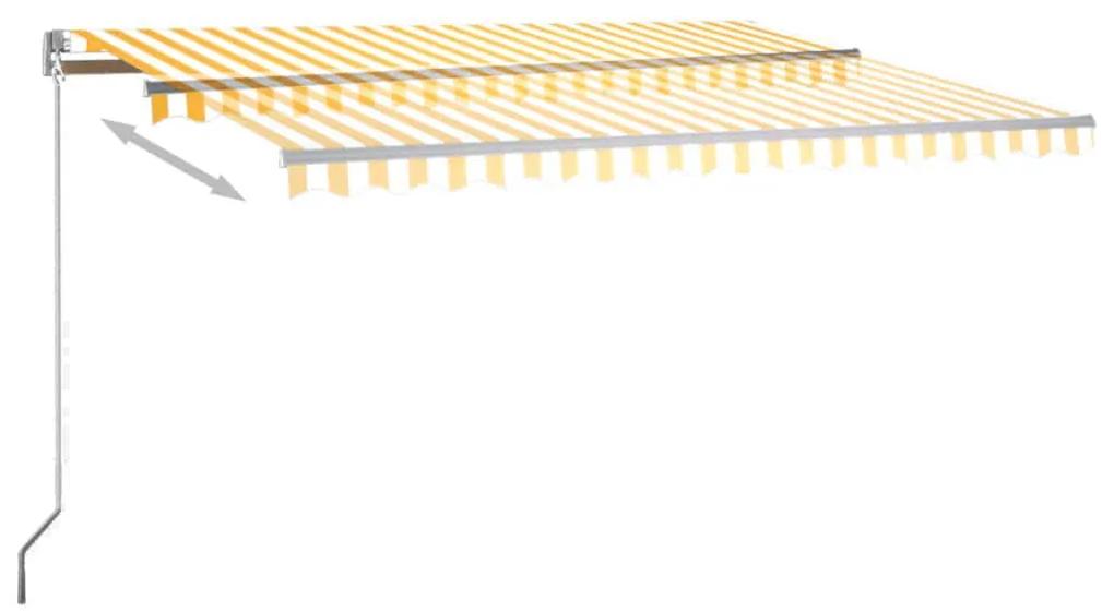 Toldo autom. LED e sensor de vento 450x300 cm amarelo/branco