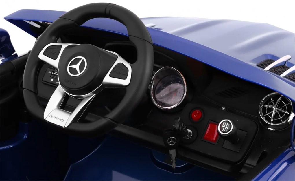 Carro elétrico para Crianças 12V  Mercedes AMG SL65 Rodas de EVA, Assento de couro Azul Pintado