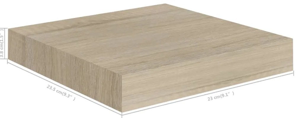 Prateleiras de parede suspensas 2pcs 23x23,5x3,8cm MDF carvalho
