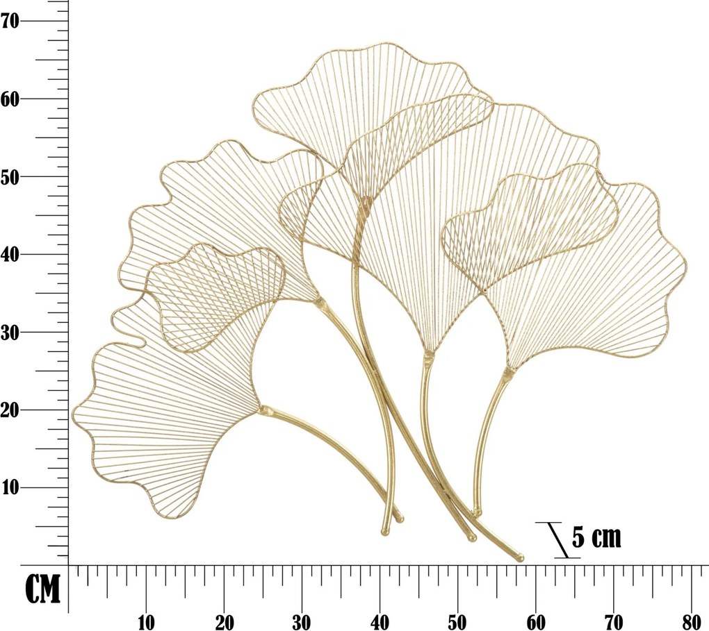 PAINEL DE FERRO 3D GLAM LEAF CM 79X5X68 DOURADO