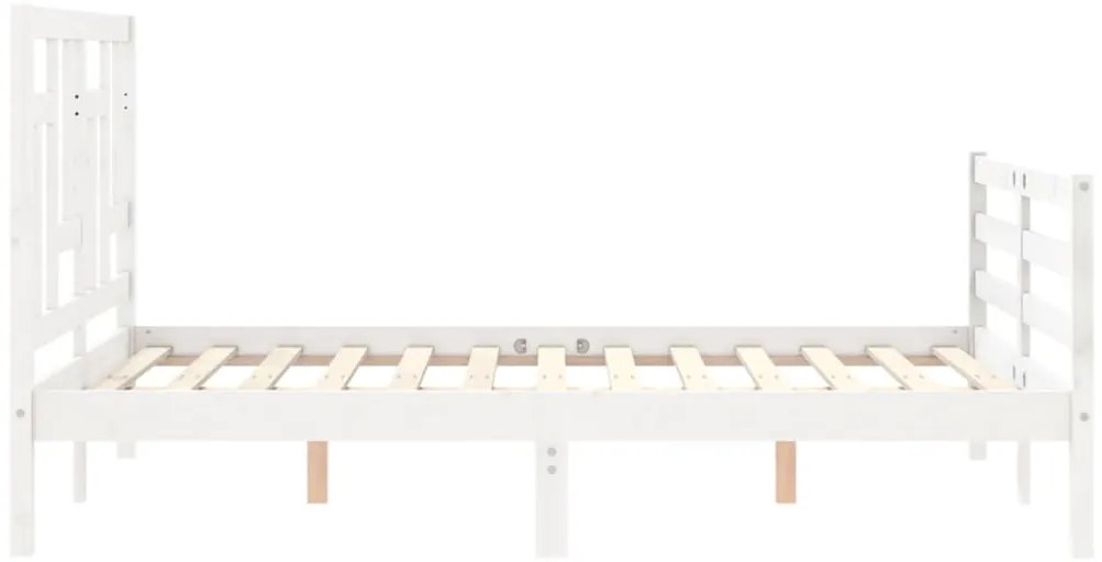 Estrutura de cama com cabeceira 140x190cm madeira maciça branco