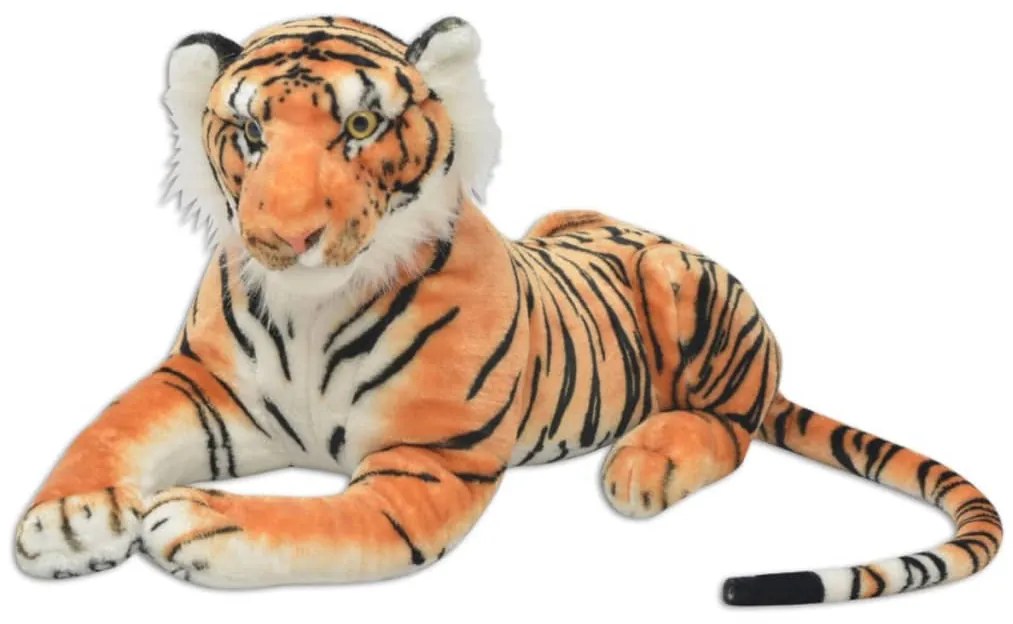 vidaXL Tigre de peluche, castanho, XXL