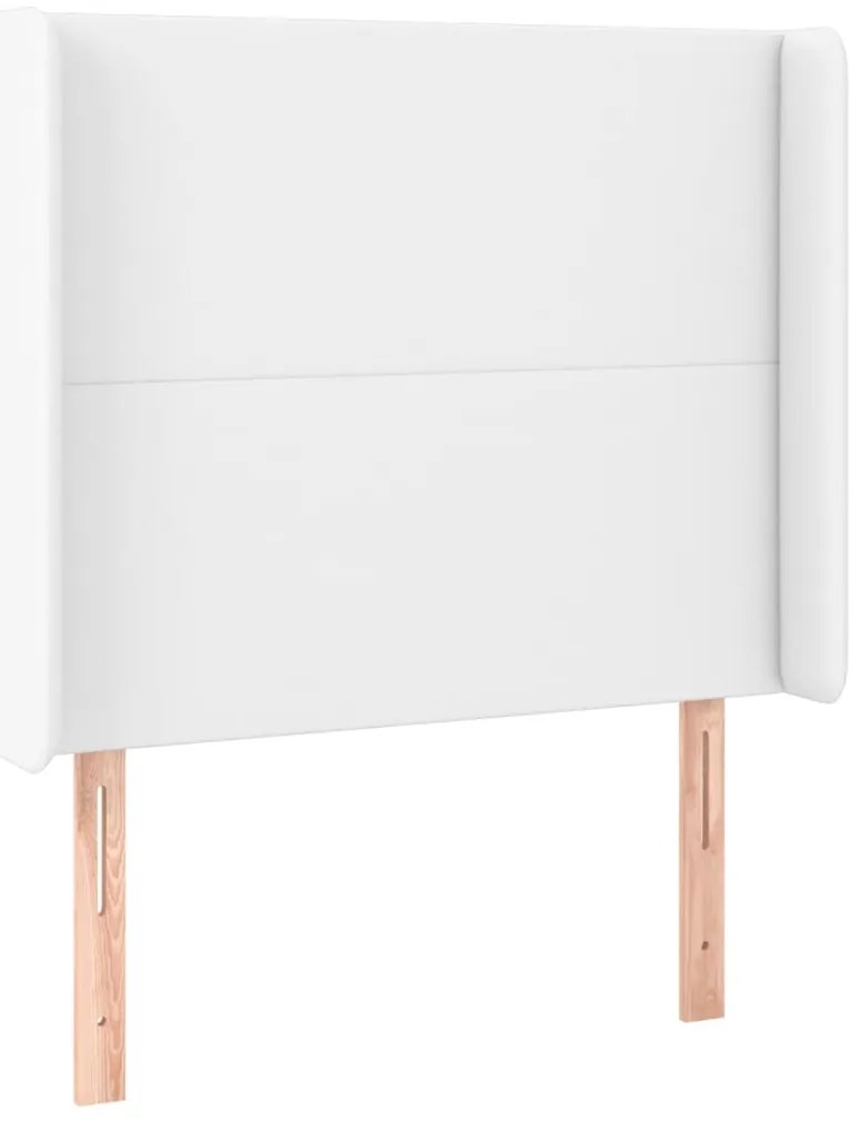 Cama box spring c/ colchão/LED 90x200cm couro artificial branco