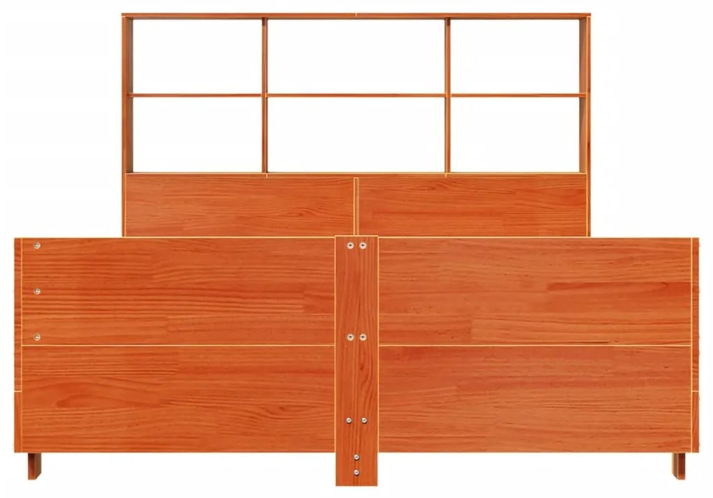 Cama sem colchão 140x200 cm madeira pinho maciça castanho-mel