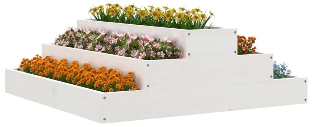 Vaso/floreira 80x80x27 cm pinho maciço branco