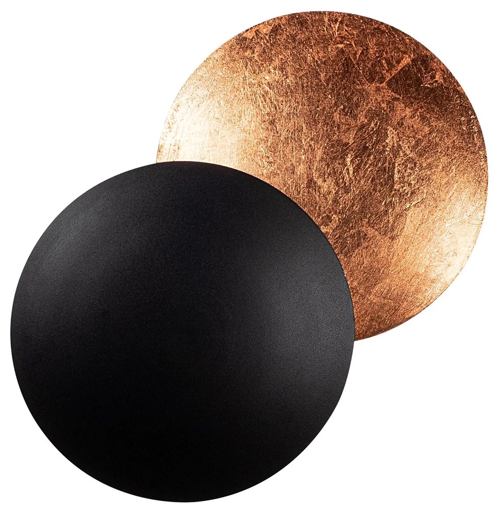Candeeiro de Parede Yosma - Preto e Cobre - 25x25x16cm