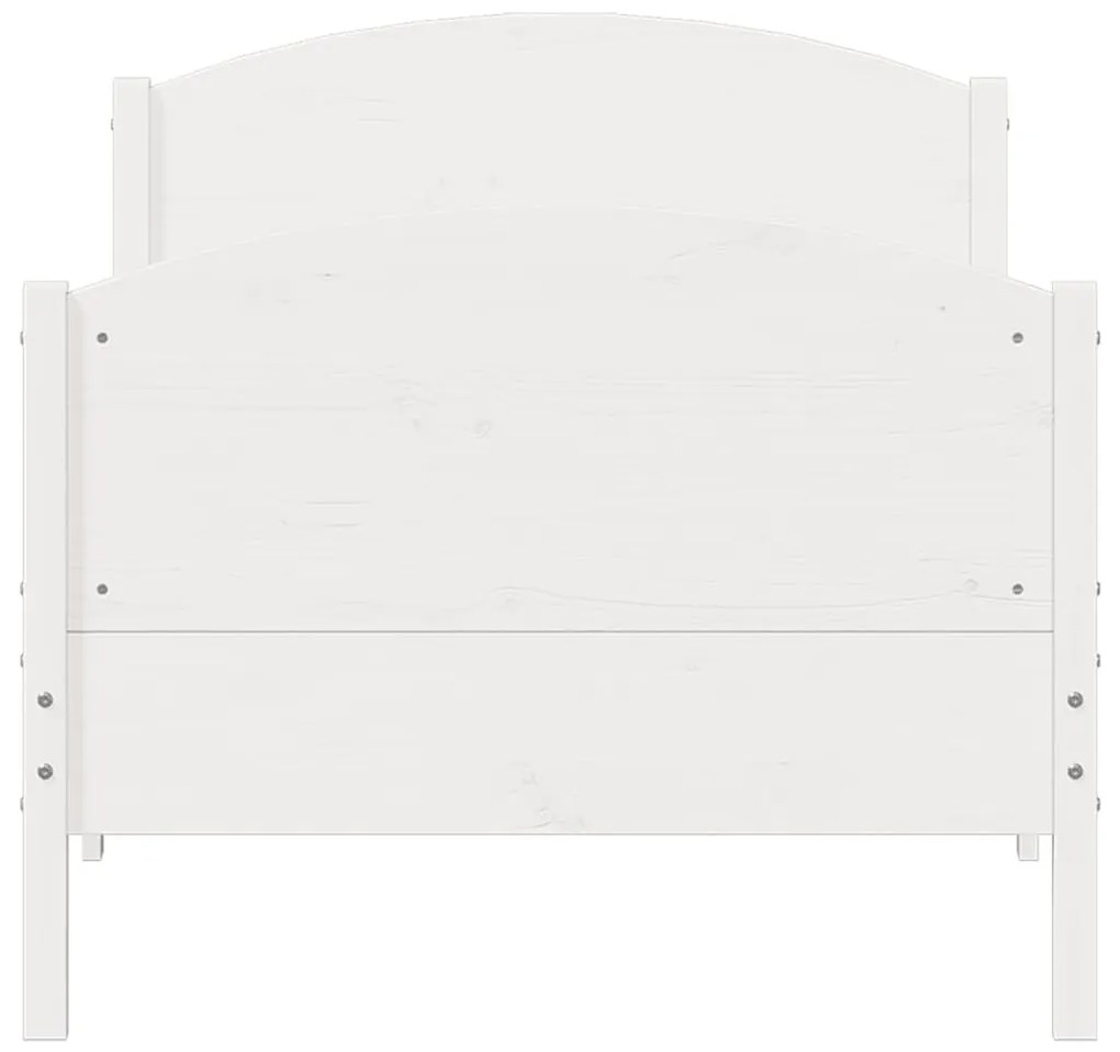 Estrutura de cama com cabeceira 90x200 cm pinho maciço branco