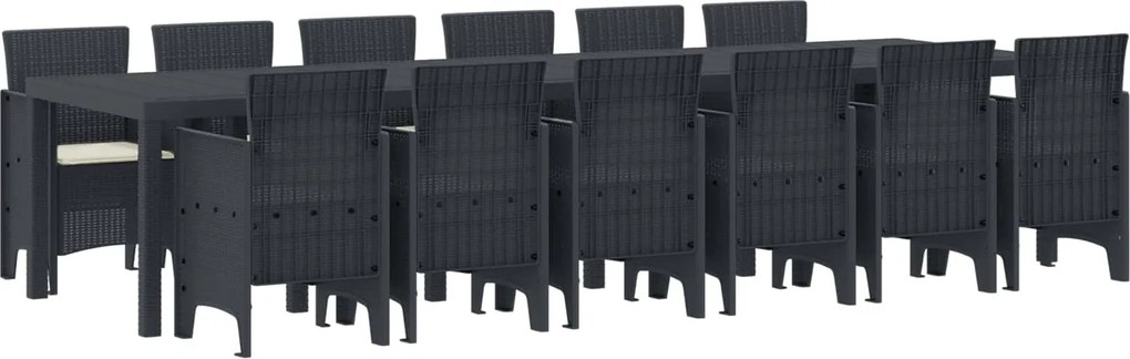 vidaXL Conjunto de Jantar para Jardim 13 pcs Antracite Rattan Polt