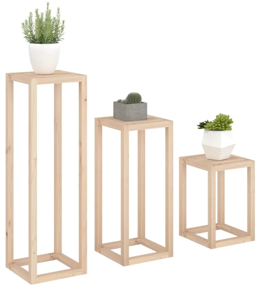 3 pcs conjunto de suporte plantas pinho maciço