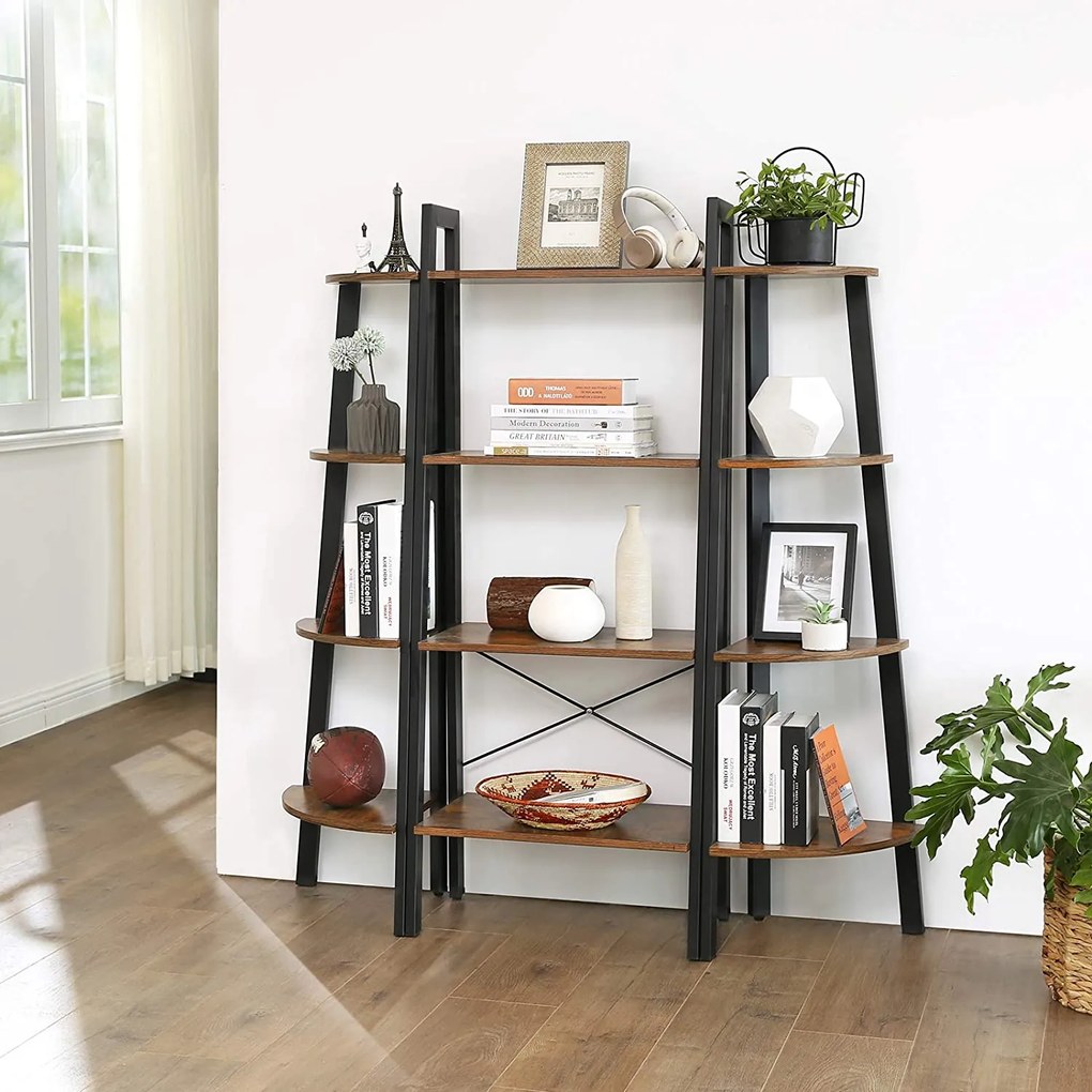 Estante de canto de design industrial 4 prateleiras 34 x 125 x 34 cm Castanho Vintage-preto