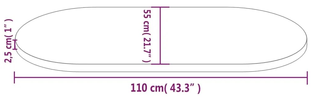Tampo de mesa oval 110x55x2,5 cm madeira de pinho maciça