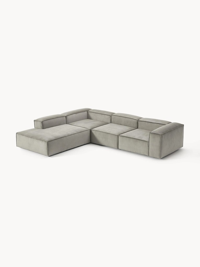 Sofá de canto modular em bombazina Lennon (4 lugares)