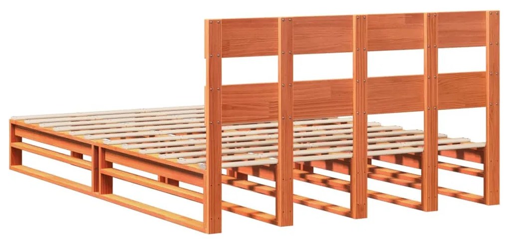 Cama sem colchão 160x200 cm madeira pinho maciço castanho-mel