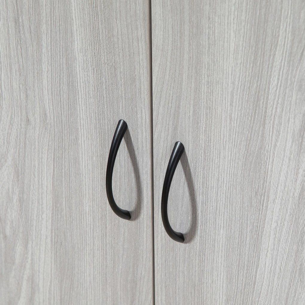 HOMCOM Armário de Sala de Estar com 2 Portas 2 Gavetas e Prateleira Ajustável Móvel Auxiliar de Armazenamento para Cozinha Sala de Jantar Dormitório Estilo Moderno 64x34x90cm Cinza