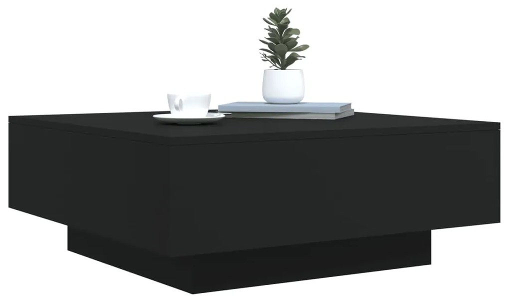 Mesa de centro com luzes LED 80x80x31 cm preto