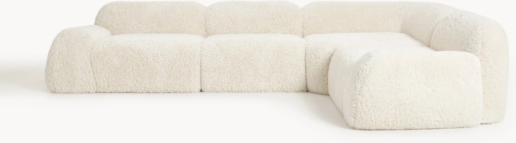 Sofá de canto modular em teddy Wolke (4 lugares)
