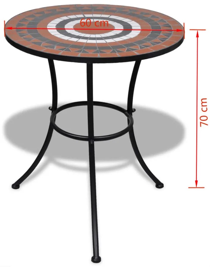 Mesa de bistrô 60 cm mosaico terracota e branco