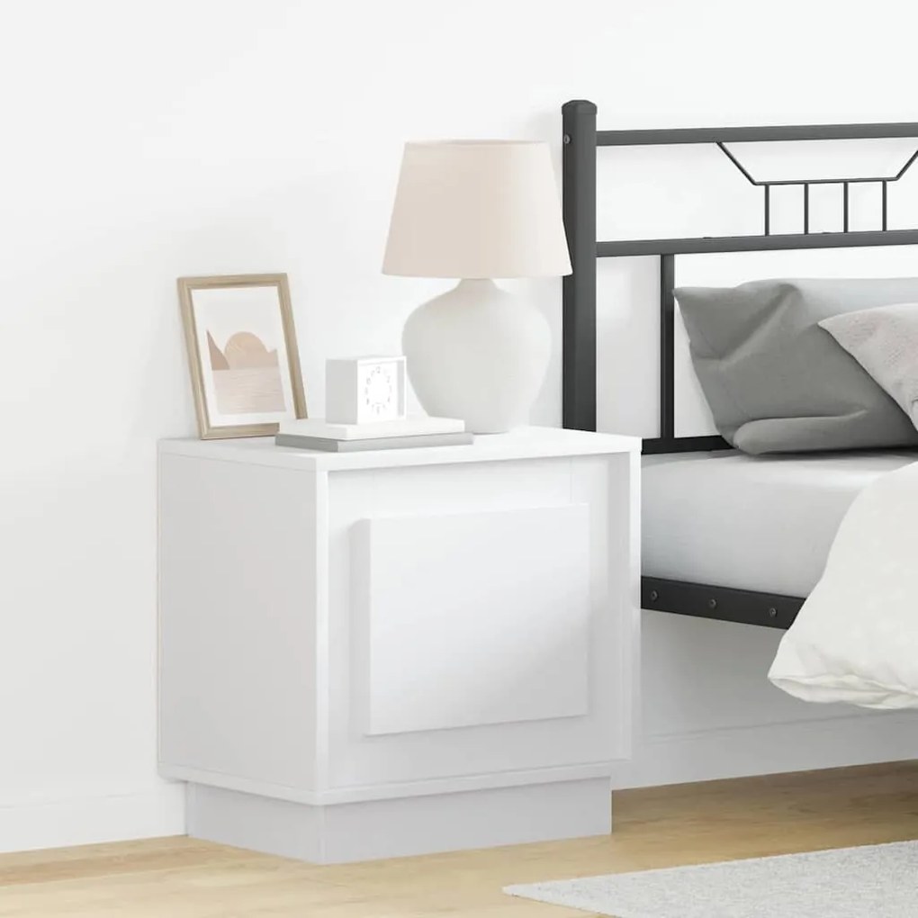 Mesa de cabeceira com luzes LED Branca 44x34,5x45 cm