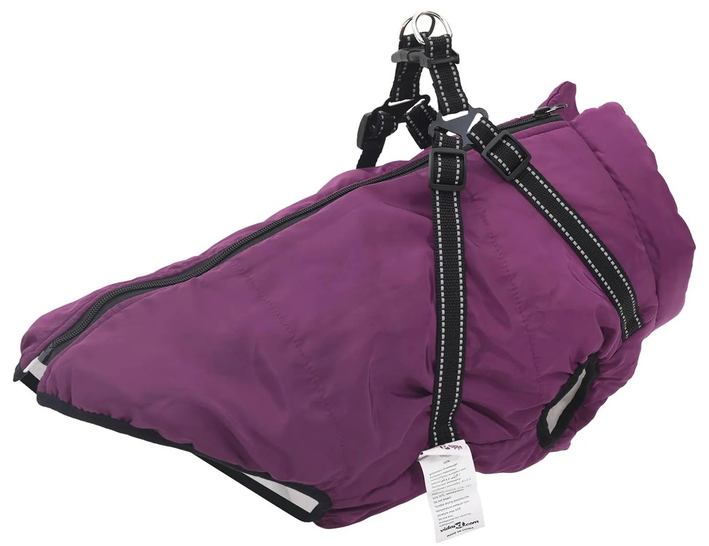 vidaXL Casaco para Cães com arnês Roxo 3XL Velo e Poliéster