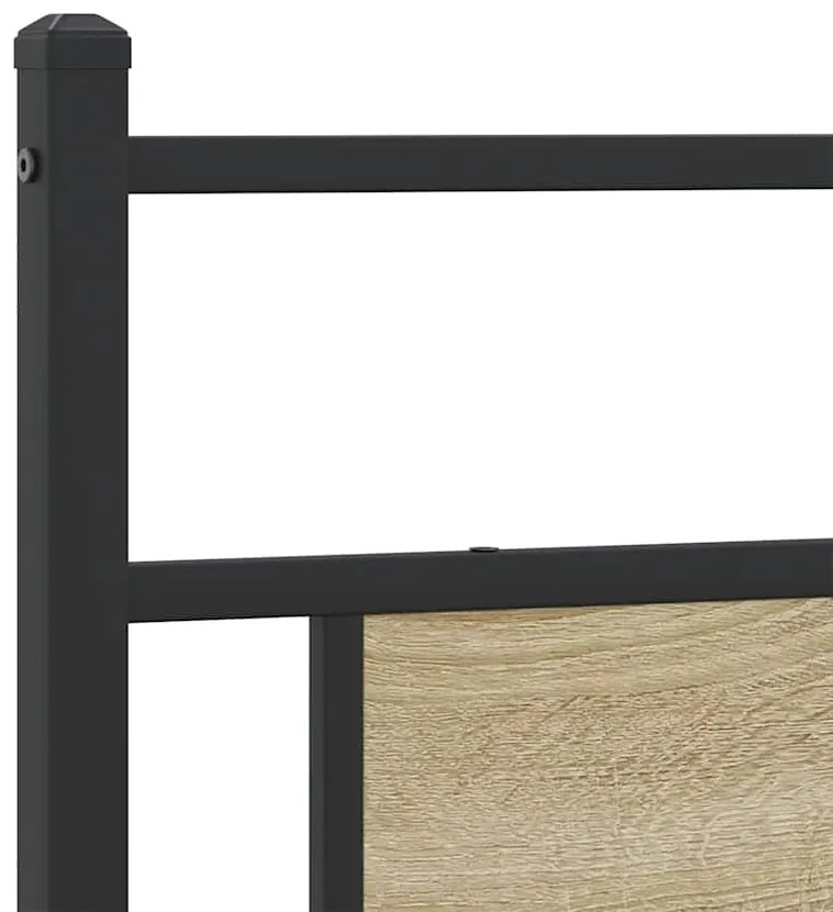 Estrutura de cama sem colchão 200x200cm metal carvalho sonoma