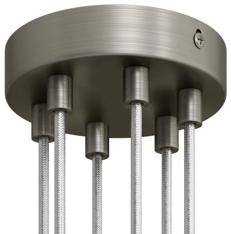 Florão em metal - 6 saídas - Cylindrical / Titânio escovado