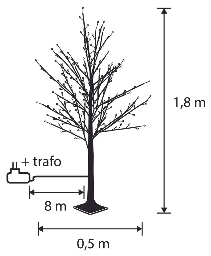 Árvore de Natal branca para candeeiro de pé 180cm incl. LED com temporizador IP44 - Ki