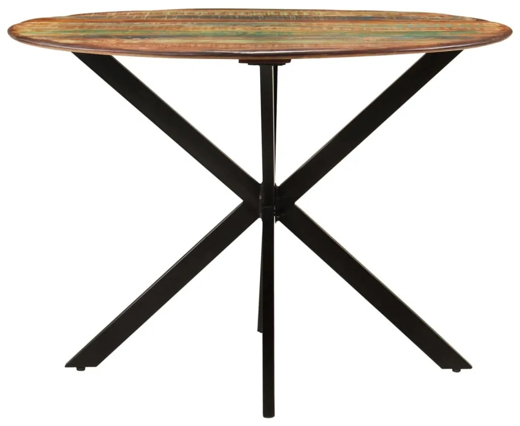 Mesa de jantar Ø110x78 cm madeira recuperada maciça e aço