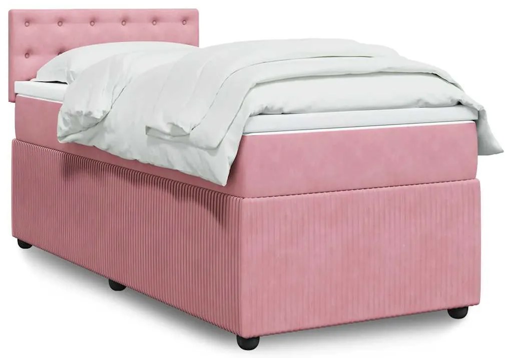 Cama com molas/colchão 90x200 cm veludo rosa