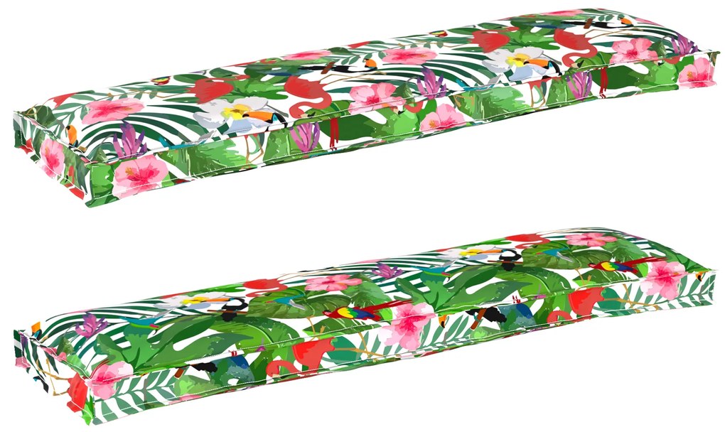vidaXL Almofadas para Palete para Banco 2 pcs Selva Tropical 150x40x8 cm Tecido Oxford