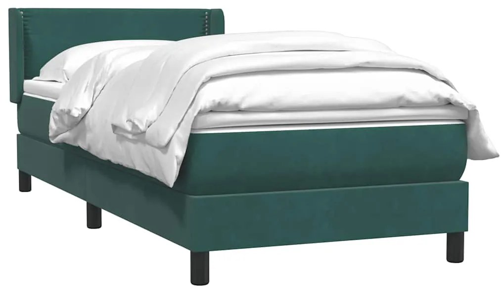 Cama com molas/colchão verde-escuro 80x220 cm veludo