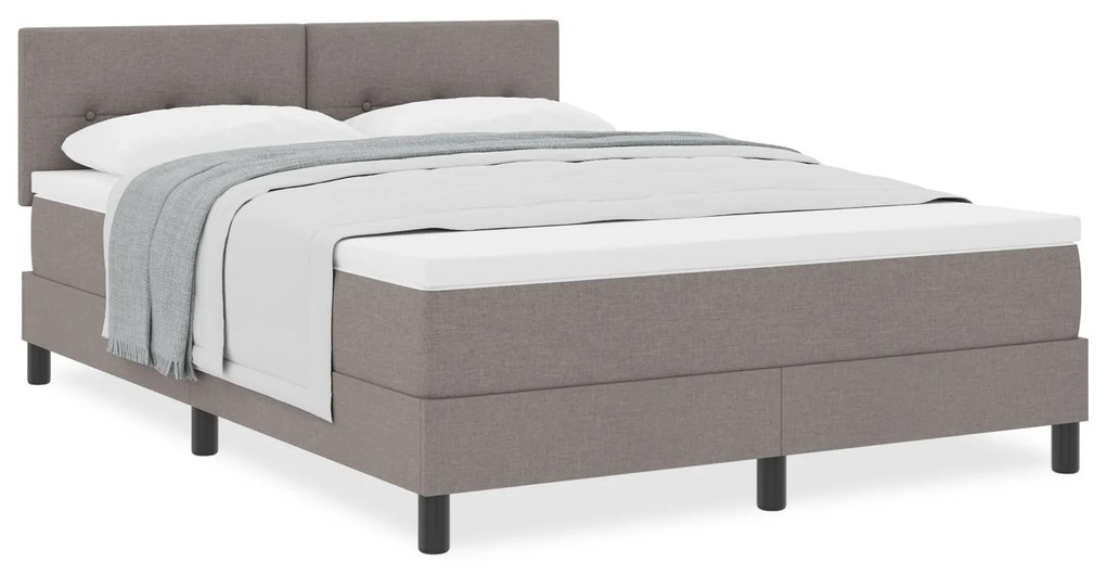 Cama Box Spring com Colchão Taupe 140x200 cm Tecido