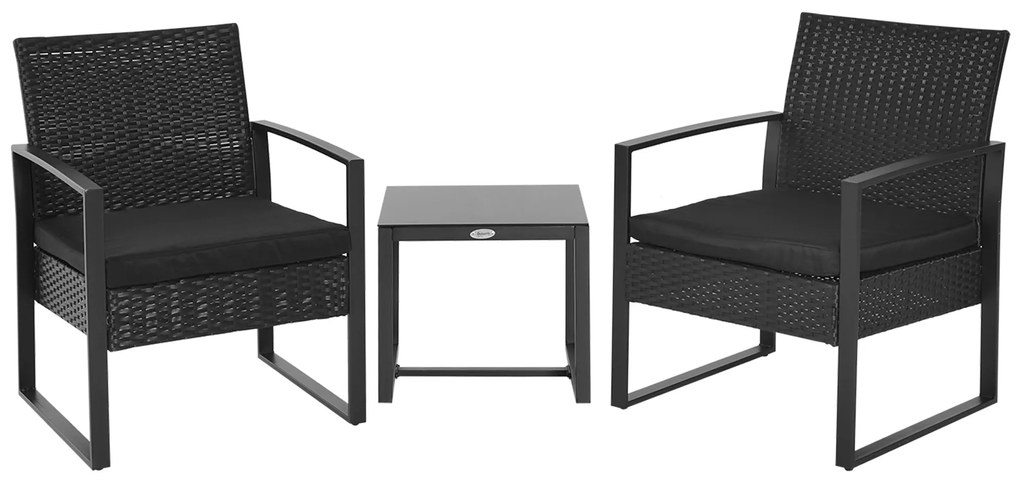 Conjunto de Móveis de Jardim de Vime 3 Peças com 1 Mesa 42,5x40x39 cm