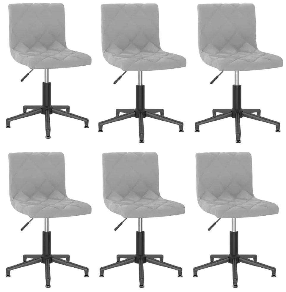 vidaXL Cadeiras de jantar giratórias 6 pcs veludo cinzento-claro