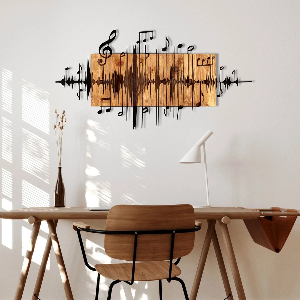 Acessório Decorativo de Parede Efsa – Preto e Nogueira – 90 x 47 cm