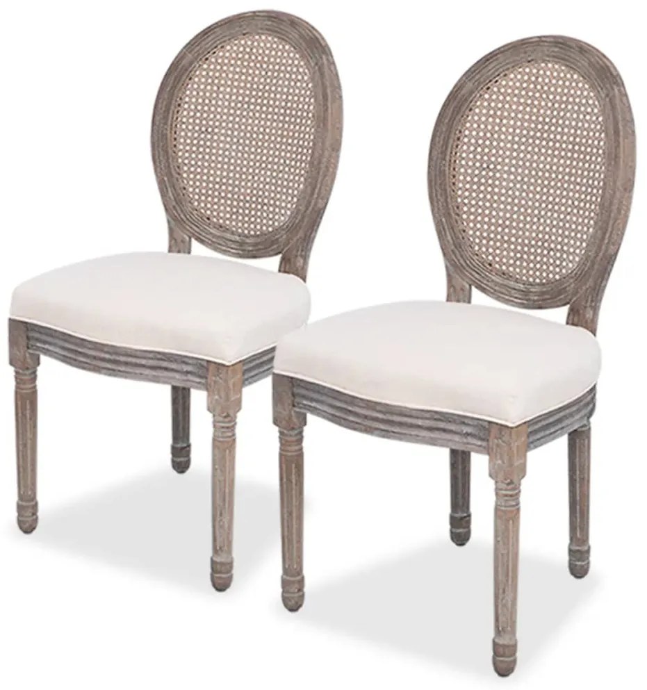 Cadeiras de jantar 2 pcs tecido cor creme