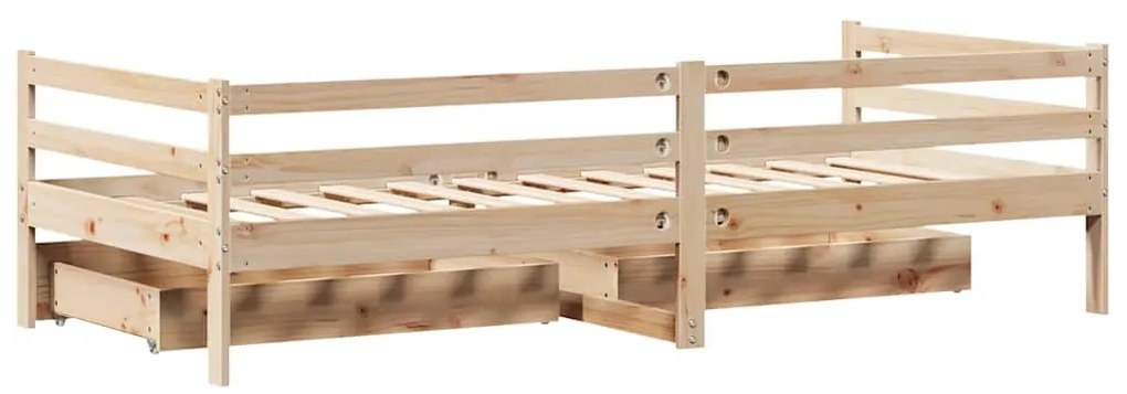 Sofá-cama com gavetas 90x200 cm madeira de pinho maciça