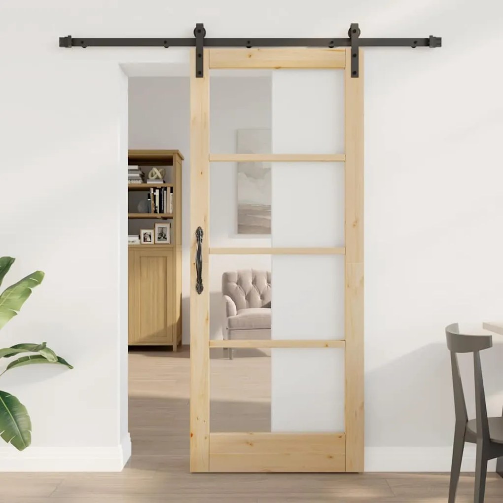 Porta Deslizante com Conjunto de Ferragens 'ORKDAL'Madeira Sólida &amp; Vi