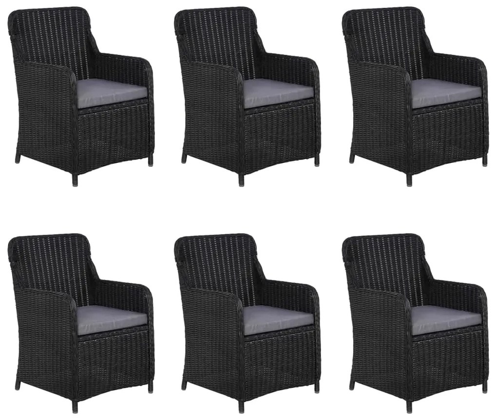 7 pcs conjunto de jantar para jardim preto