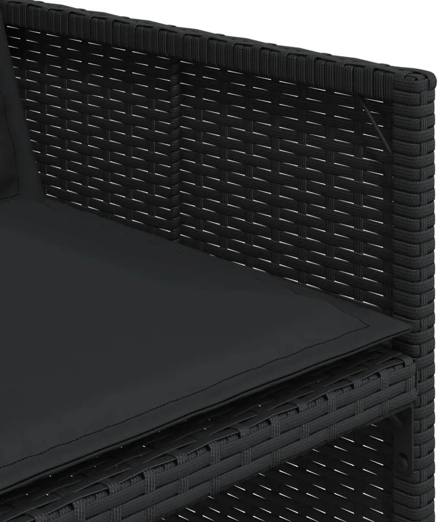 15 pcs conjunto de jantar p/jardim com almofadões vime PE preto
