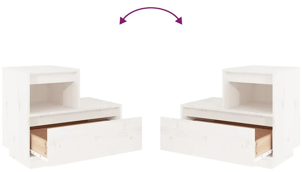 Mesas de cabeceira 2 pcs 60x34x51 cm pinho maciço branco