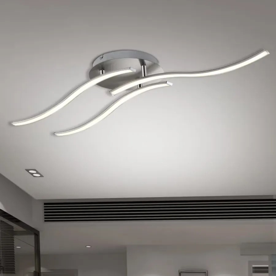 Candeeiro de teto LED Tripple bolge com 3 lâmpadas 66 x 38 x 17 cm Prateado