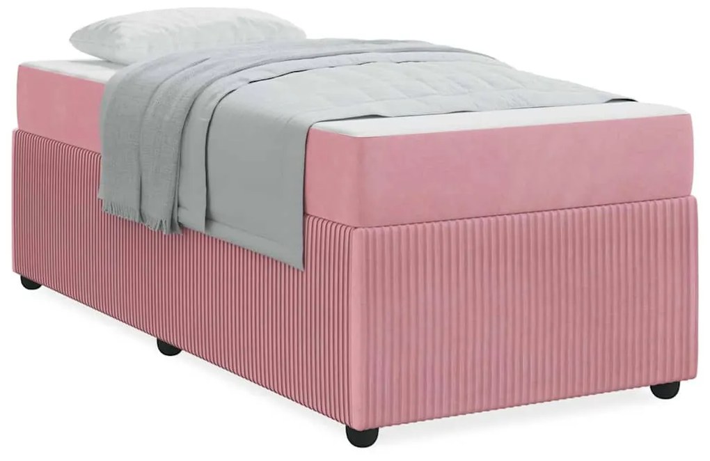 Estrutura de cama com colchão Outros Rosa 90 x 200 cm Veludo