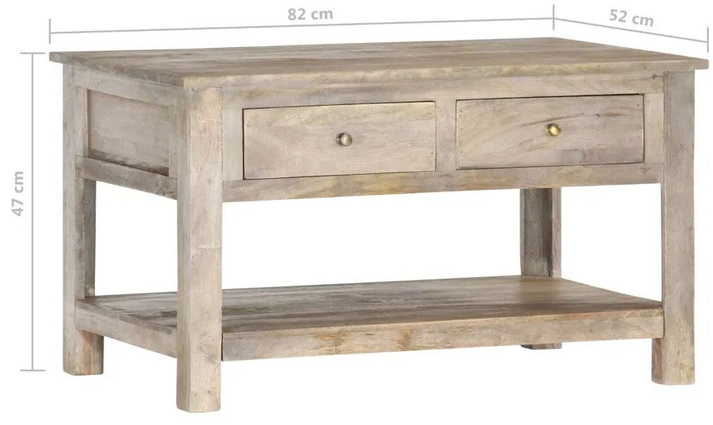 Mesa de centro 82x52x47 cm madeira de mangueira maciça