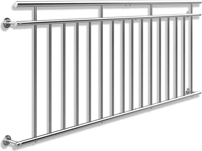 Corrimão francês para varanda em aço inoxidável 90x225cm Prateado