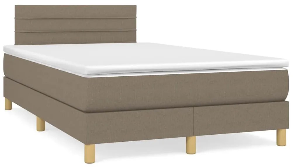 Cama box spring colchão/LED 120x190cm tecido cinza-acastanhado