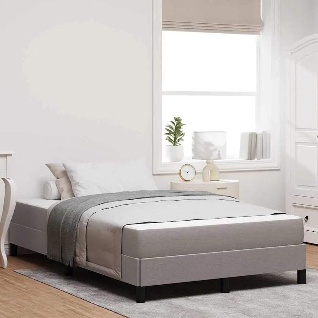 vidaXL Cama Box com colchão Cinzento-acastanhado 120 x 190 cm tecido