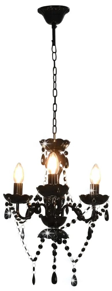 Lustre com contas redondo 3 x E14 preto